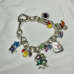 Colorful Charm Bracelet with Silver Chain